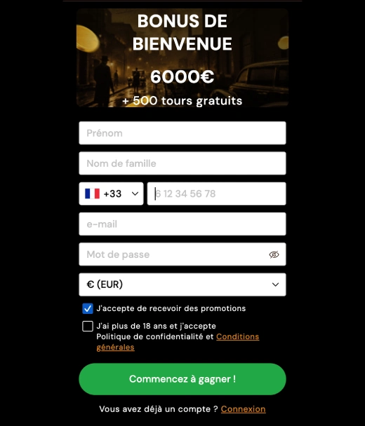 Inscription sur ShelbyWin Casino
